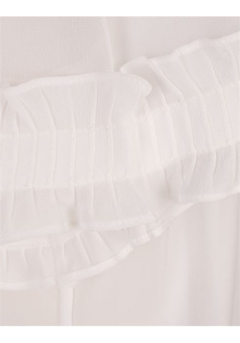 Camicia Con Volant In Georgette Di Seta Bianca JIL SANDER | J03DL0187-J55081100